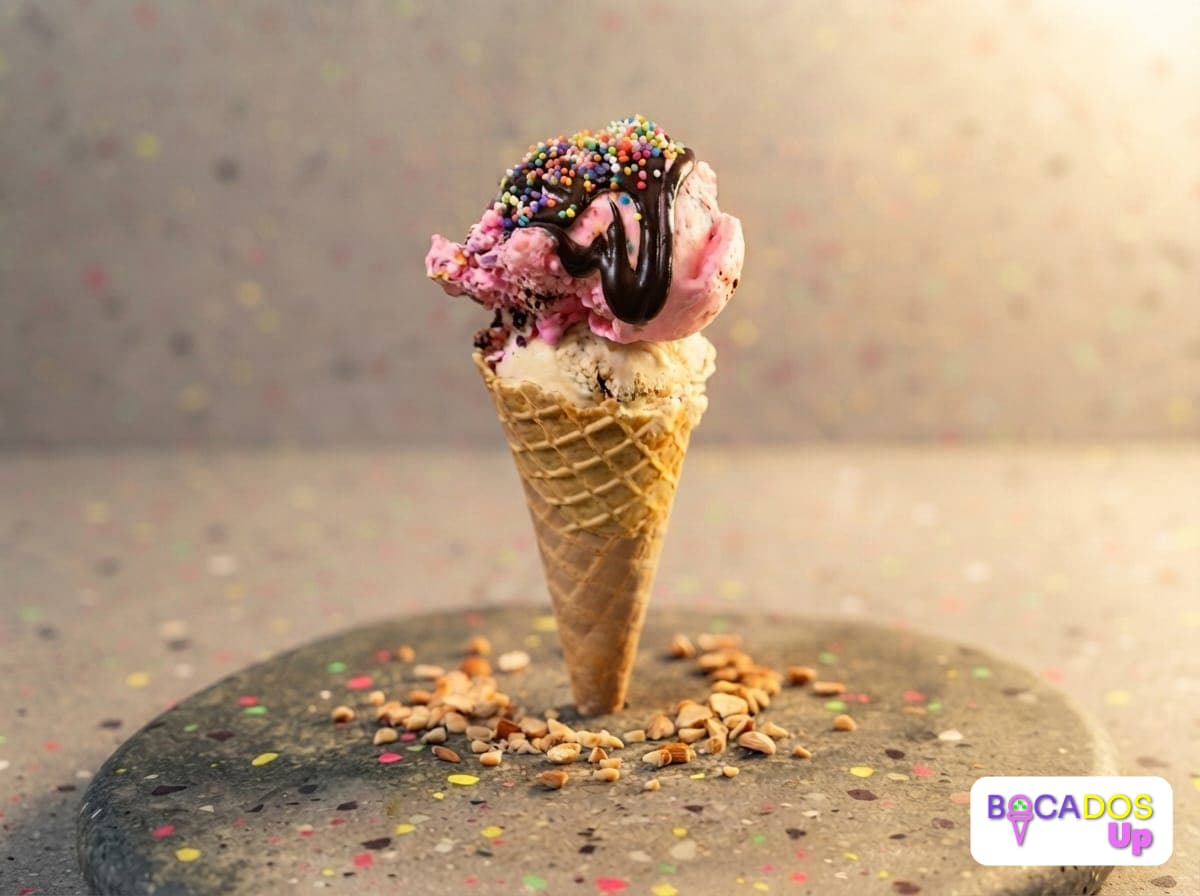 Barquilla Up (2 Porciones) - 2 Porciones de helado a elección. Incluye sirope y toppings.